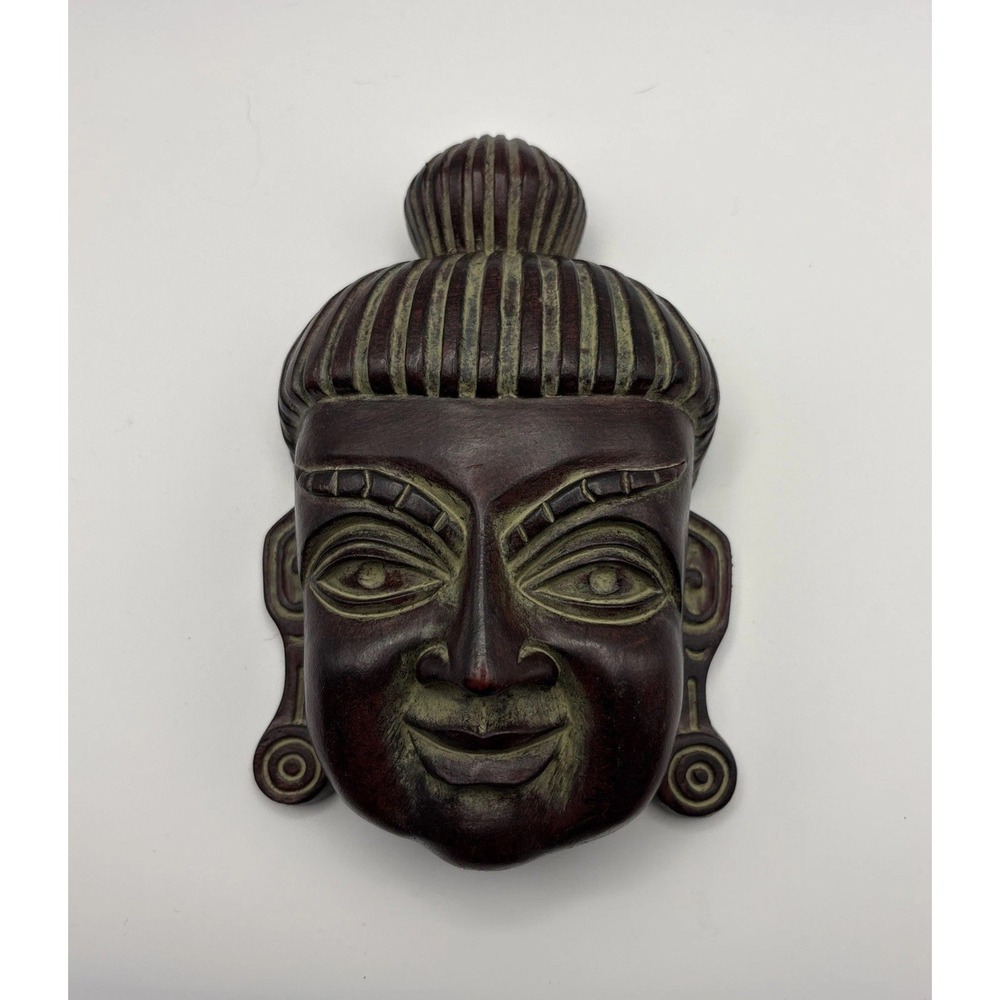 Buddha Wall Mask Resin Red‎ Finish Zen Meditation Asian Wall Decor Boho Spa Art